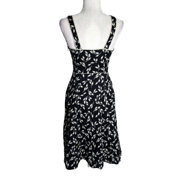 Gap Floral Sleeveless V Neck A Line Swing Dress Size 2 Black Side Zipper Lined - Picture 4 of 6